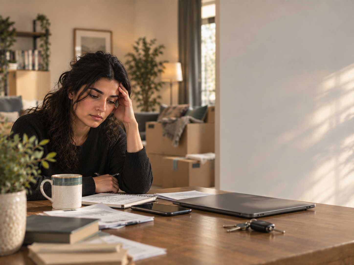 امرأة في فترة حياتية ضاغطة تعبيرًا عن العلاقة المحتملة بين الأحداث الضاغطة وأعراض الوسواس القهري