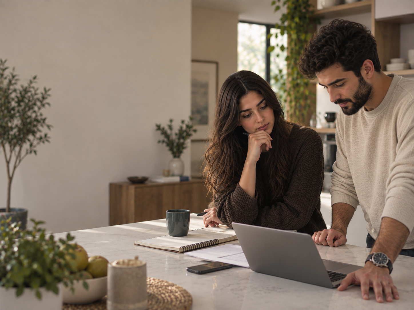 ثنائي يقيمان خطوة مشتركة في حياتهما بهدوء للتعبير عن تقييم العلاقة بناءً على الواقع والخبرة