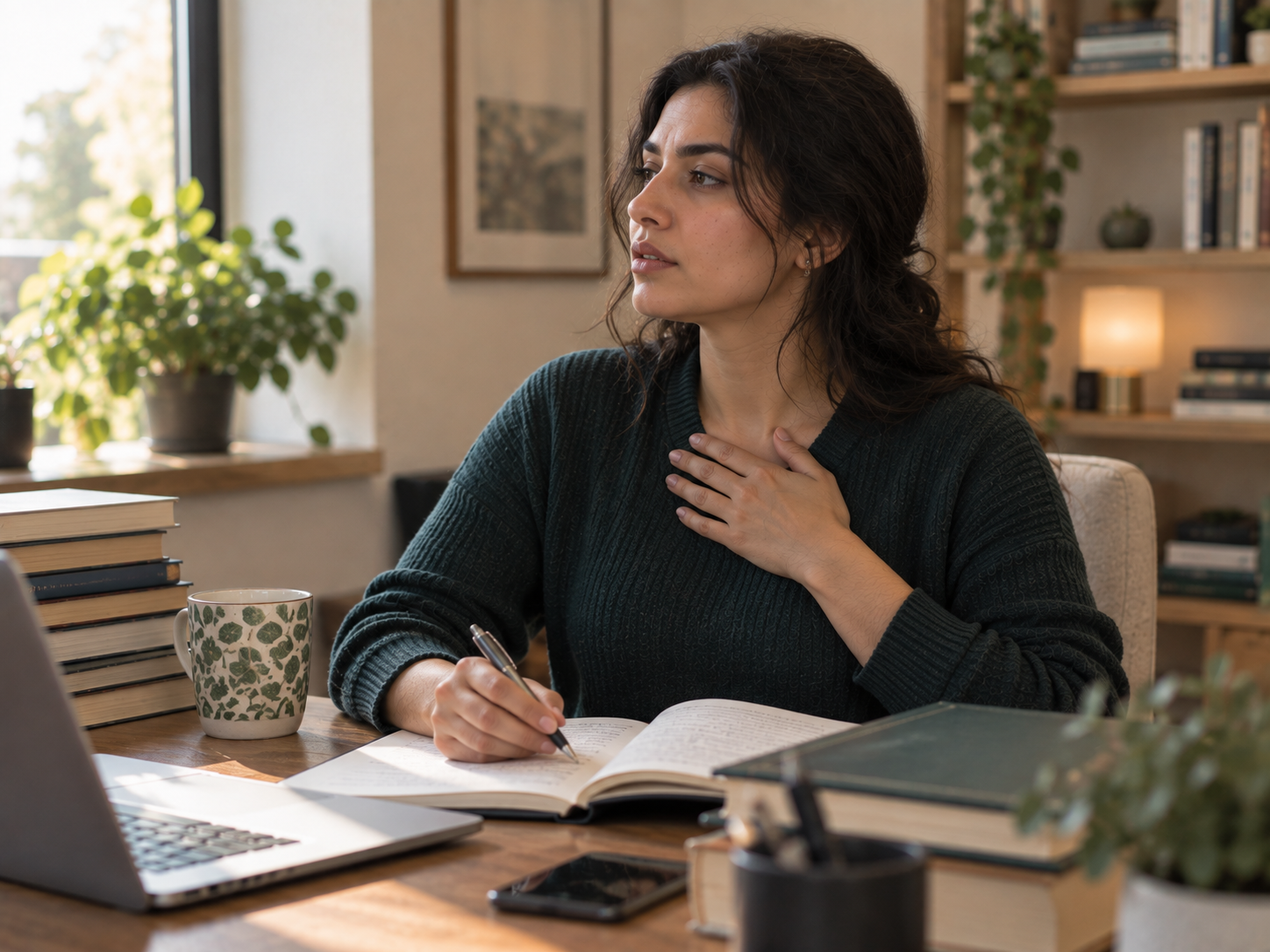 شخص ينتبه فجأة إلى تنفسه أثناء نشاط يومي في مثال على الوسواس الجسدي أو الحسي OCD